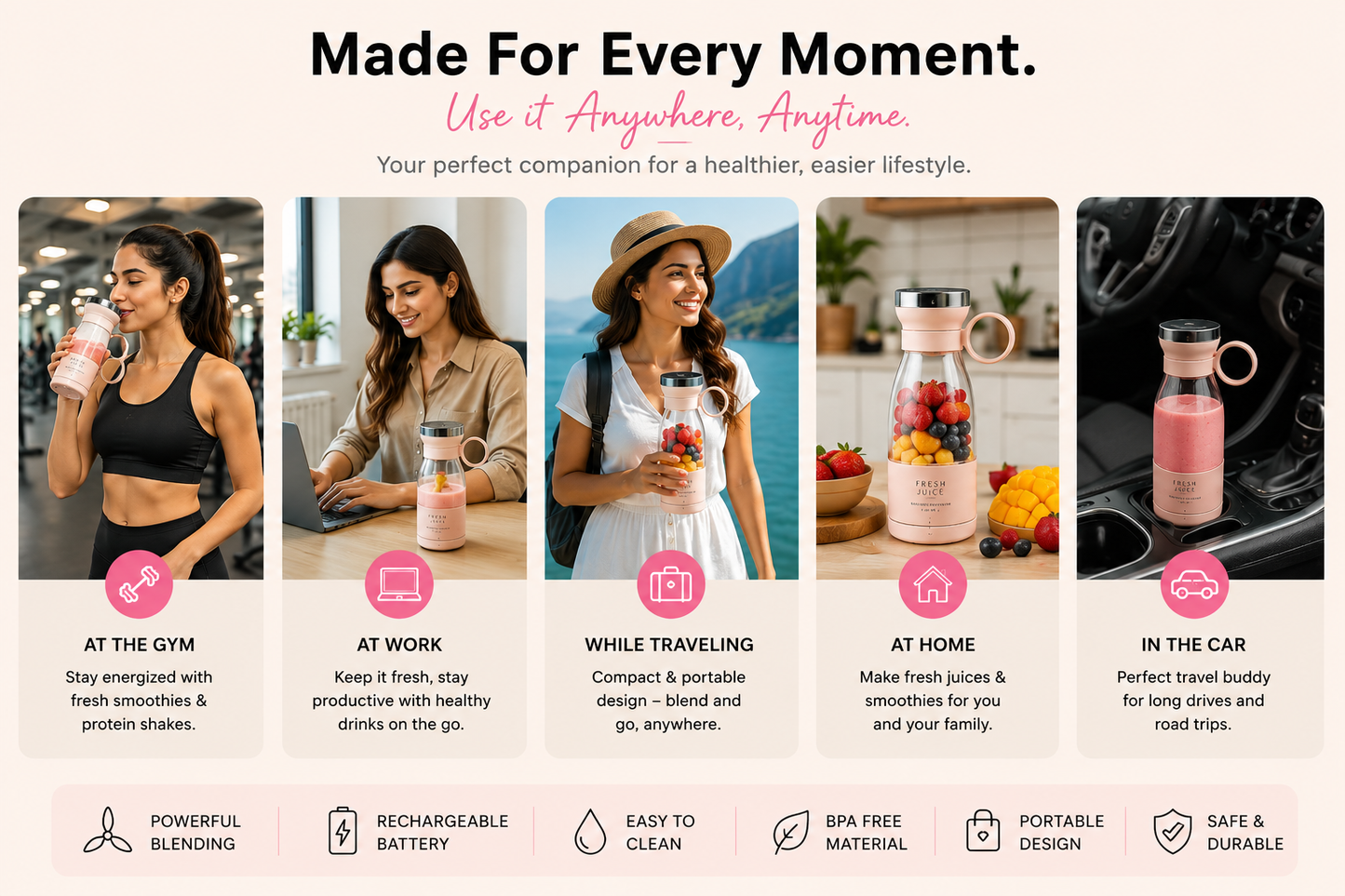 Fresh Juice Portable Blender – Smoothies & Shakes in 30 Seconds